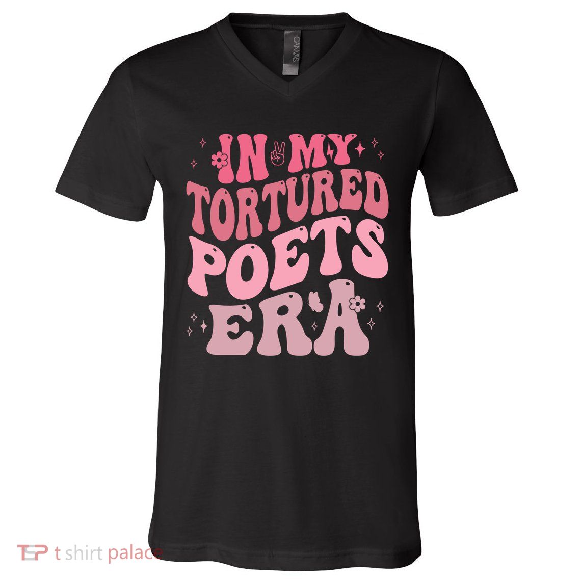 In My Tortured Poets Era Pink Groovy V-Neck T-Shirt