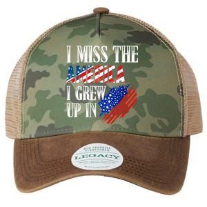 I Miss The America I Grew Up In Distress American Flag Gift Legacy Tie Dye Trucker Hat