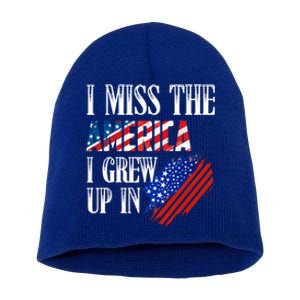 I Miss The America I Grew Up In Distress American Flag Gift Short Acrylic Beanie