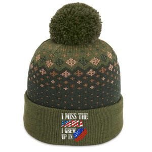 I Miss The America I Grew Up In Distress American Flag Gift The Baniff Cuffed Pom Beanie