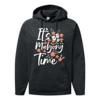 Its Mahjong Time Gambling Chinese Game Casino Player Performance Fleece Hoodie