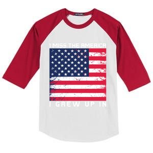 I Miss The America I Grew Up In Grunge Gift Kids Colorblock Raglan Jersey