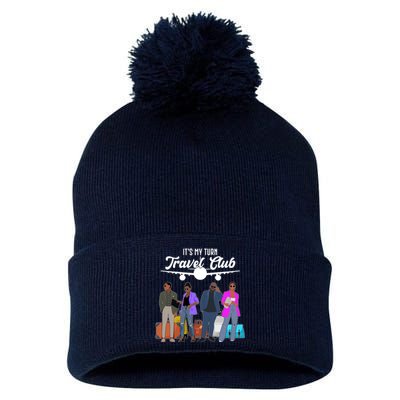 It's My Turn Travel Club Traveling Black African American Men And Women Pom Pom 12in Knit Beanie