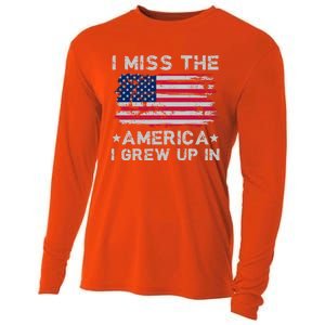 I Miss The America I Grew Up In Grunge Old Usa Flag Meaningful Gift Cooling Performance Long Sleeve Crew