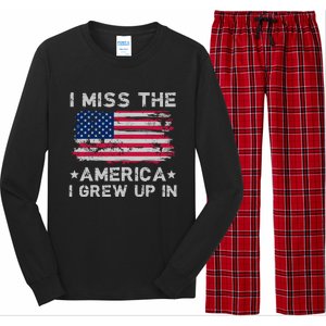 I Miss The America I Grew Up In Grunge Old Usa Flag Meaningful Gift Long Sleeve Pajama Set