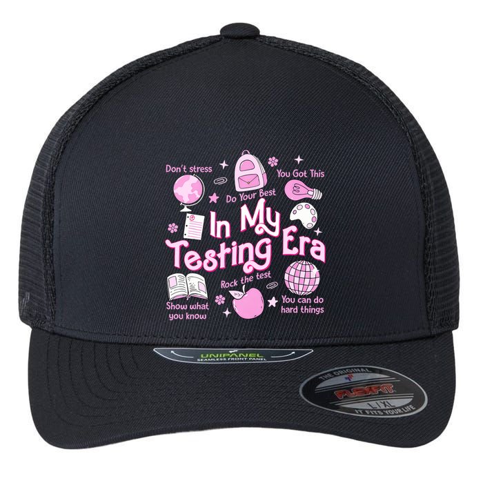 In My Testing Era Teachers Student Rock The Test Testing Day Flexfit Unipanel Trucker Cap