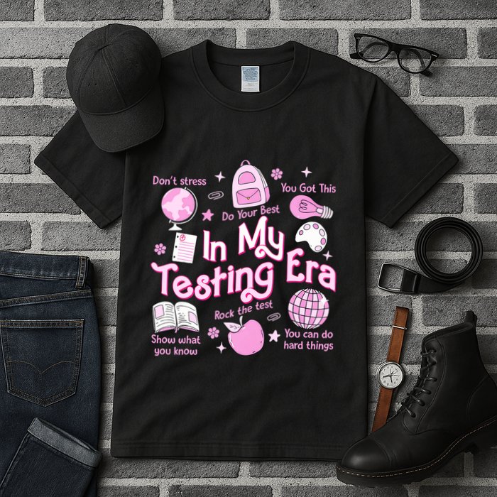 In My Testing Era Teachers Student Rock The Test Testing Day Tall T-Shirt