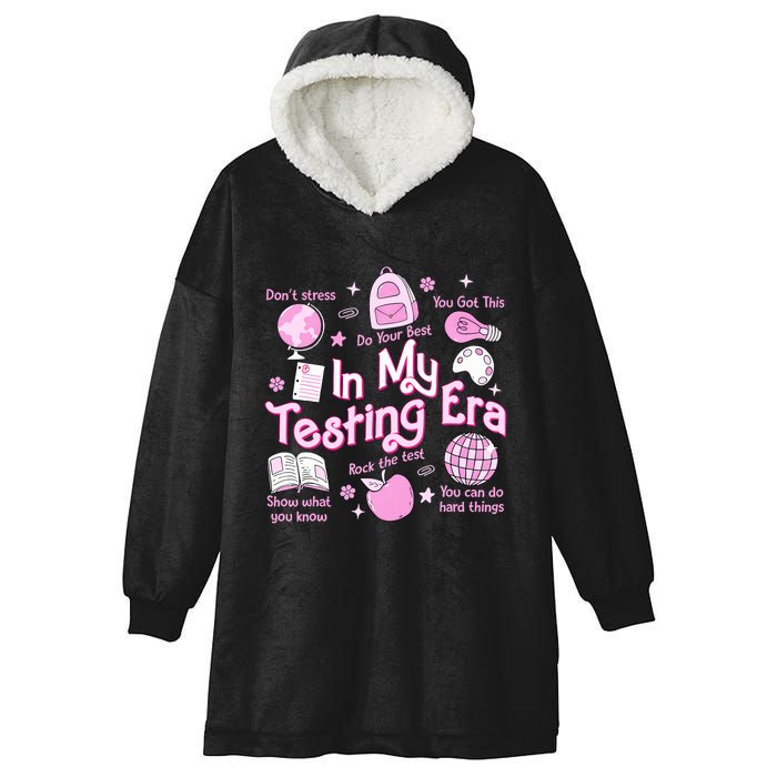 In My Testing Era Teachers Student Rock The Test Testing Day Hooded Wearable Blanket