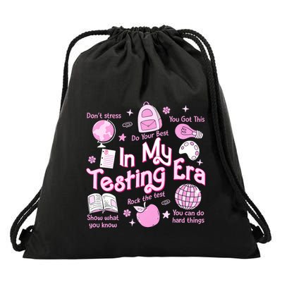 In My Testing Era Teachers Student Rock The Test Testing Day Drawstring Bag