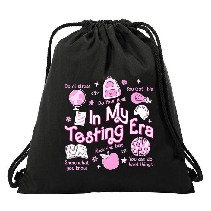 In My Testing Era Teachers Student Rock The Test Testing Day Drawstring Bag