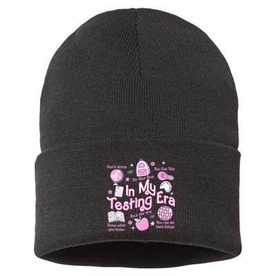 In My Testing Era Teachers Student Rock The Test Testing Day Sustainable Knit Beanie