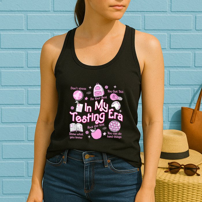 In My Testing Era Teachers Student Rock The Test Testing Day Womens Tank Top