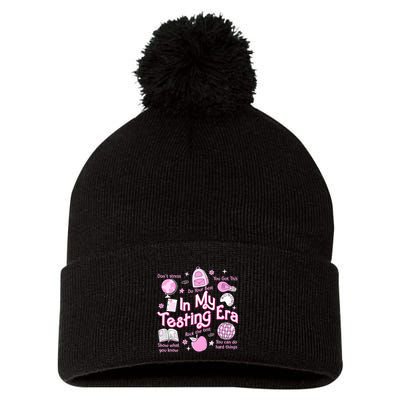 In My Testing Era Teachers Student Rock The Test Testing Day Pom Pom 12in Knit Beanie