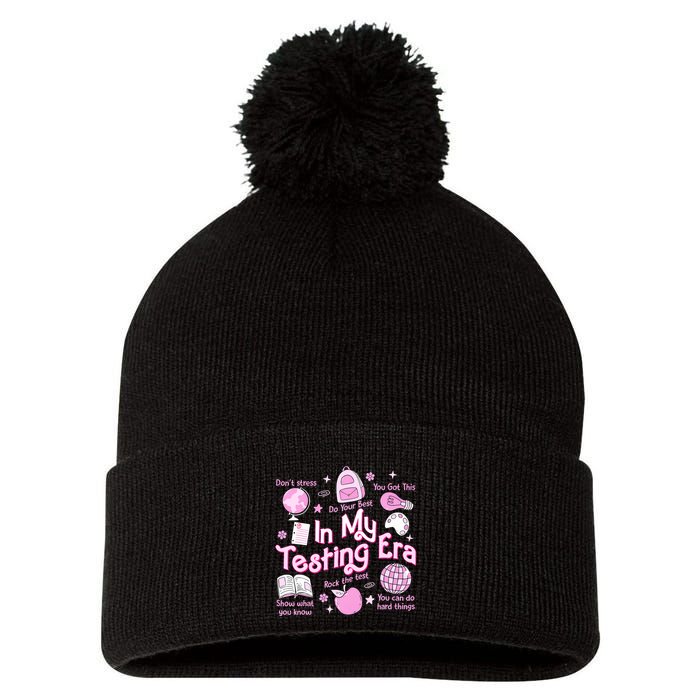 In My Testing Era Teachers Student Rock The Test Testing Day Pom Pom 12in Knit Beanie