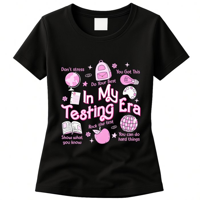 In My Testing Era Teachers Student Rock The Test Testing Day Womens T-Shirt