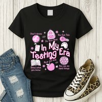 In My Testing Era Teachers Student Rock The Test Testing Day Womens T-Shirt