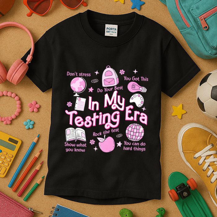 In My Testing Era Teachers Student Rock The Test Testing Day Kids T-Shirt