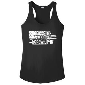 I Miss The America I Grew Up In Retro Distressed Us Flag Funny Gift Ladies PosiCharge Competitor Racerback Tank