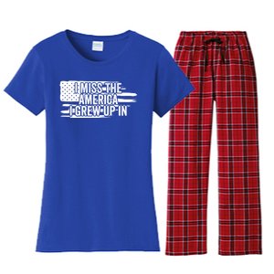 I Miss The America I Grew Up In Retro Distressed Us Flag Funny Gift Women's Flannel Pajama Set