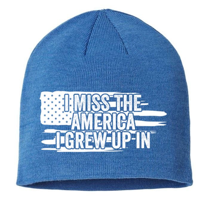 I Miss The America I Grew Up In Retro Distressed Us Flag Funny Gift Sustainable Beanie