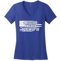 I Miss The America I Grew Up In Retro Distressed Us Flag Funny Gift Women's V-Neck T-Shirt