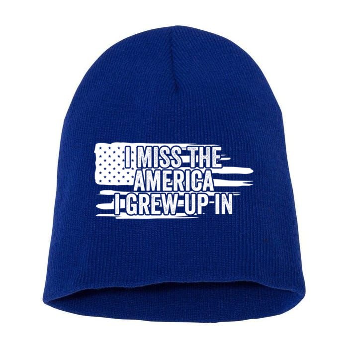 I Miss The America I Grew Up In Retro Distressed Us Flag Funny Gift Short Acrylic Beanie