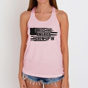 I Miss The America I Grew Up In Retro Distressed Us Flag Funny Gift Women's Knotted Racerback Tank