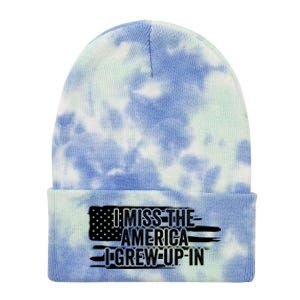 I Miss The America I Grew Up In Retro Distressed Us Flag Funny Gift Tie Dye 12in Knit Beanie