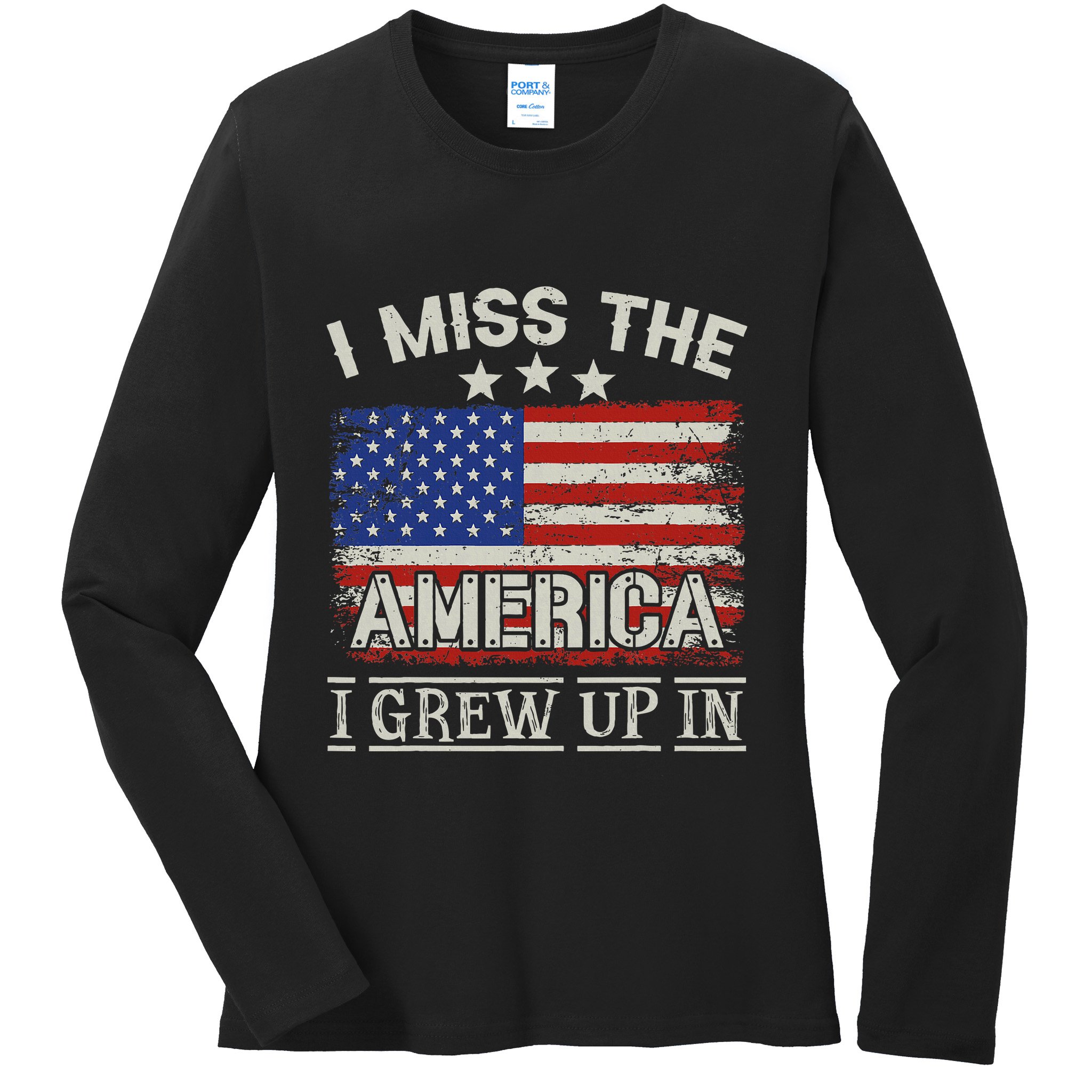 I Miss The America I Grew Up In Vintage American Ladies Long Sleeve Shirt