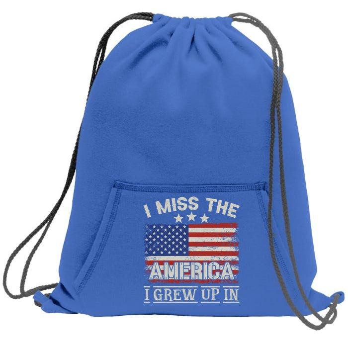 I Miss The America I Grew Up In Vintage American Usa Flag Gift Sweatshirt Cinch Pack Bag