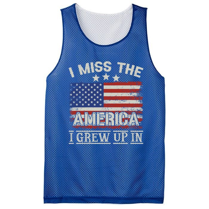 I Miss The America I Grew Up In Vintage American Usa Flag Gift Mesh Reversible Basketball Jersey Tank