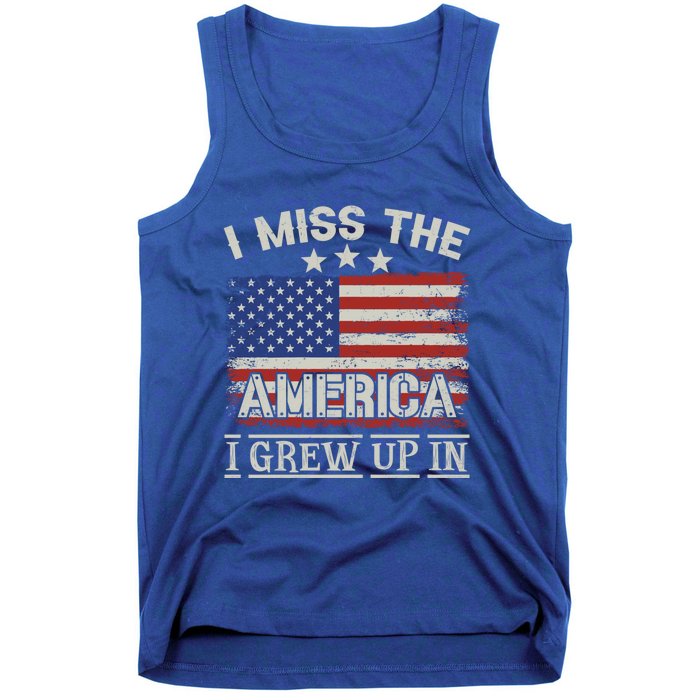 I Miss The America I Grew Up In Vintage American Usa Flag Gift Tank Top