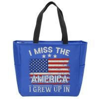 I Miss The America I Grew Up In Vintage American Usa Flag Gift Zip Tote Bag