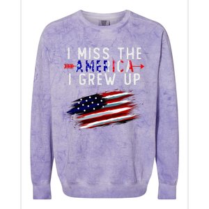 I Miss The America I Grew Up In Distress American Flag Colorblast Crewneck Sweatshirt