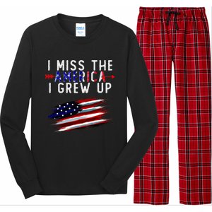 I Miss The America I Grew Up In Distress American Flag Long Sleeve Pajama Set