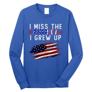 I Miss The America I Grew Up In Distress American Flag Long Sleeve Shirt