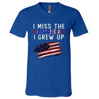 I Miss The America I Grew Up In Distress American Flag V-Neck T-Shirt