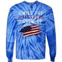 I Miss The America I Grew Up In Distress American Flag Tie-Dye Long Sleeve Shirt