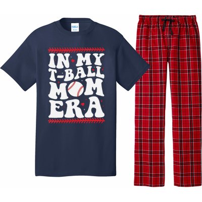 In My T Ball Mom Era Groovy Funny Ball Mom Mothers Day Pajama Set