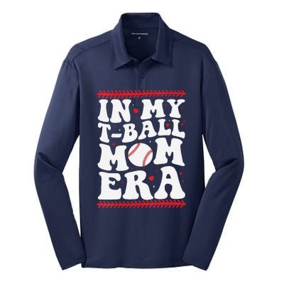 In My T Ball Mom Era Groovy Funny Ball Mom Mothers Day Silk Touch Performance Long Sleeve Polo