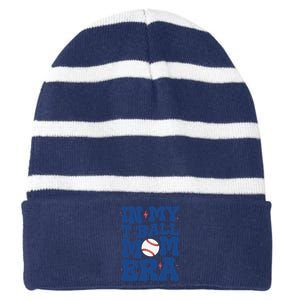 In My Tball Mom Era Ball Mom Mothers Day Striped Beanie with Solid Band