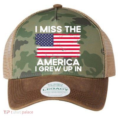 I Miss The America I Grew Up In American Usa Flag Vintage Legacy Tie Dye Trucker Hat