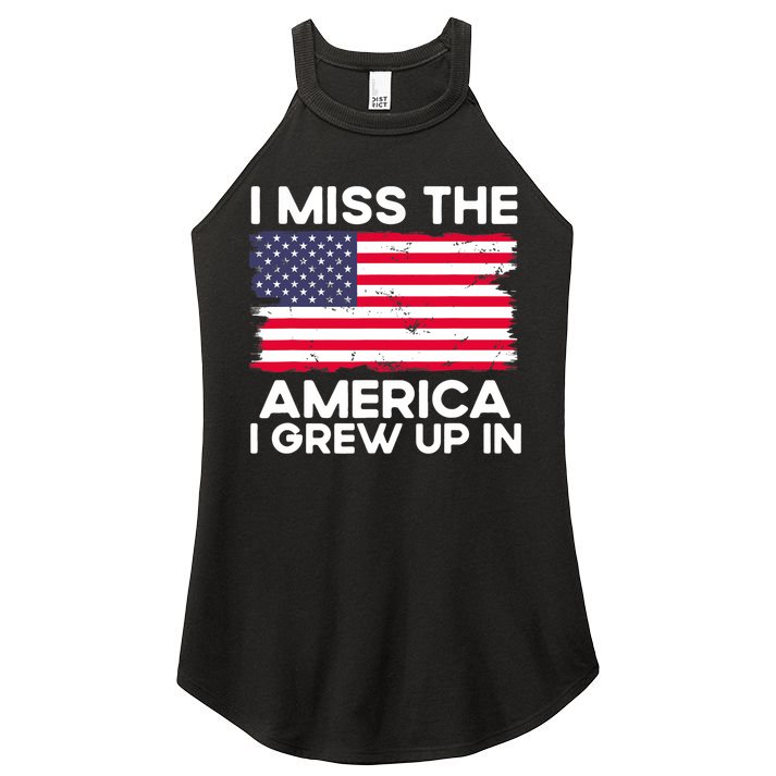 I Miss The America I Grew Up In American Usa Flag Vintage Women's Perfect Tri Rocker Tank