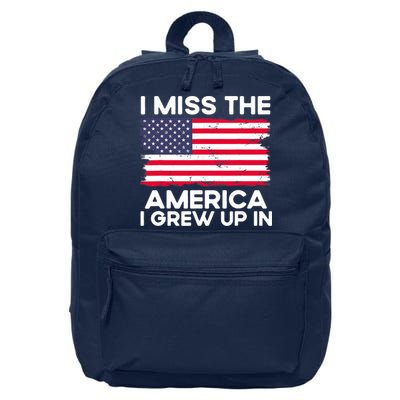 I Miss The America I Grew Up In American Usa Flag Vintage 16 in Basic Backpack