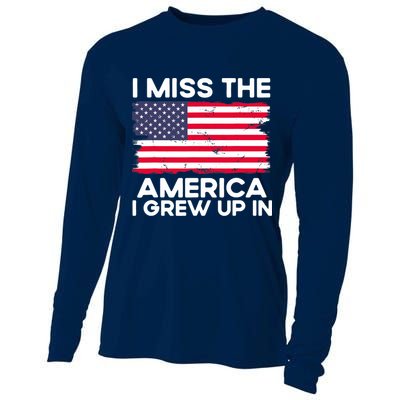 I Miss The America I Grew Up In American Usa Flag Vintage Cooling Performance Long Sleeve Crew