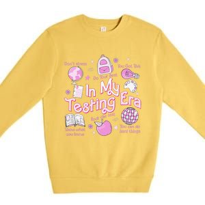 In My Testing Era Teachers Student Rock The Test Testing Day Premium Crewneck Sweatshirt