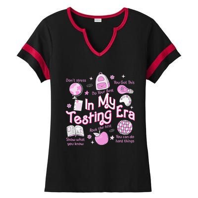 In My Testing Era Teachers Student Rock The Test Testing Day Ladies Halftime Notch Neck Tee