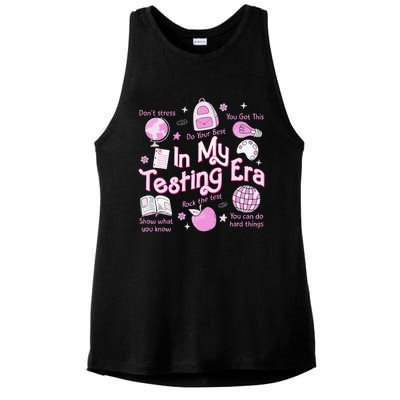 In My Testing Era Teachers Student Rock The Test Testing Day Ladies PosiCharge Tri-Blend Wicking Tank