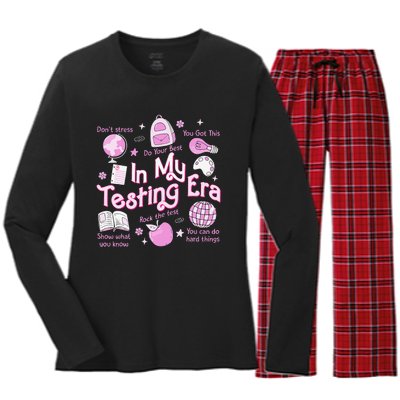 In My Testing Era Teachers Student Rock The Test Testing Day Women's Long Sleeve Flannel Pajama Set 