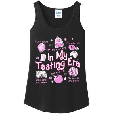 In My Testing Era Teachers Student Rock The Test Testing Day Ladies Essential Tank